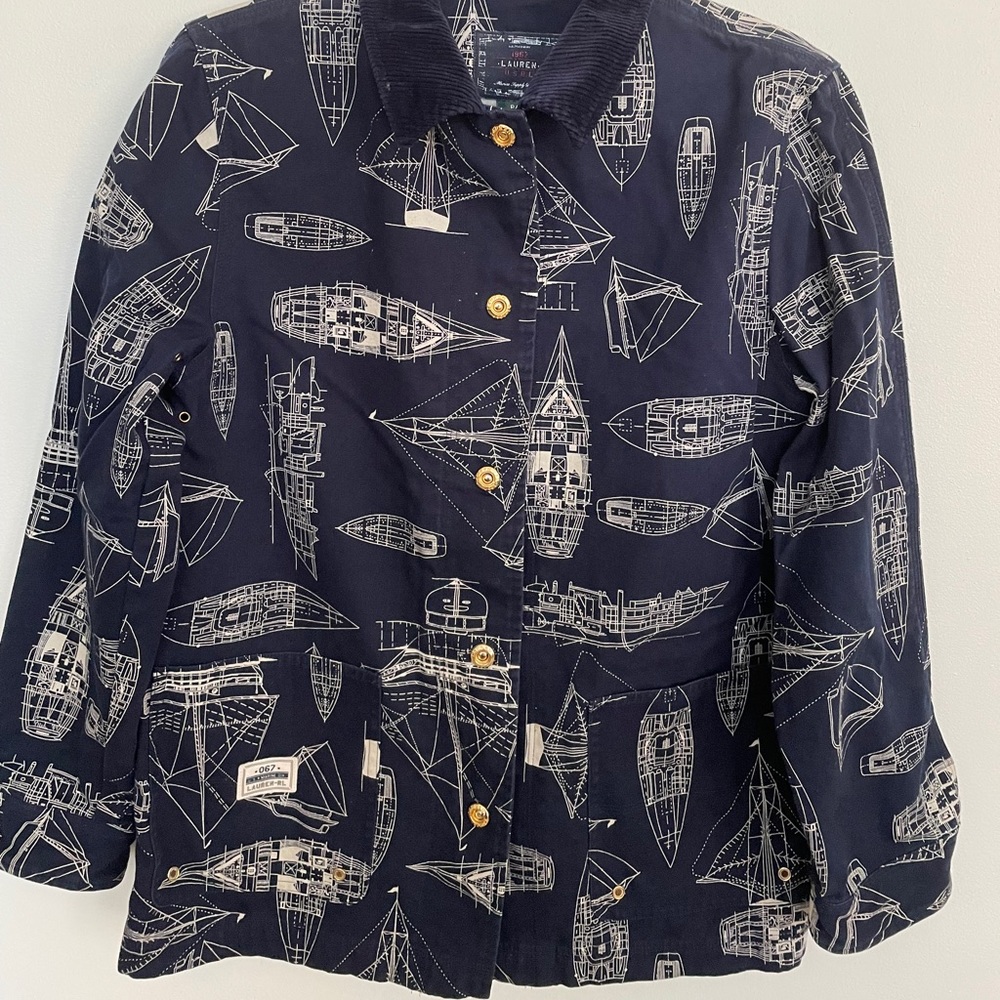 Ralph Lauren navy blue Maritime print jacket sz M